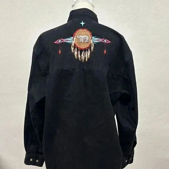 Vintage Natural Wonders Dream Catcher Bear Embroidered Button Down Shirt Size M - Picture 3 of 11